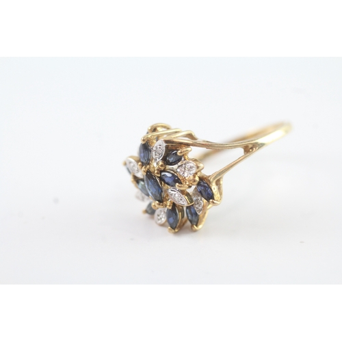 69 - 9ct gold vintage sapphire & diamond dress ring (3.1g) Size Q