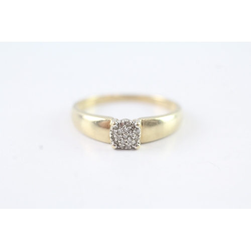 70 - 9ct gold diamond set cluster ring (2.6g) Size S