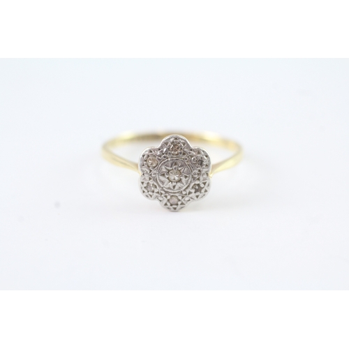 80 - 18ct gold + platinum diamond foliate dress ring (2.4g) Size Q