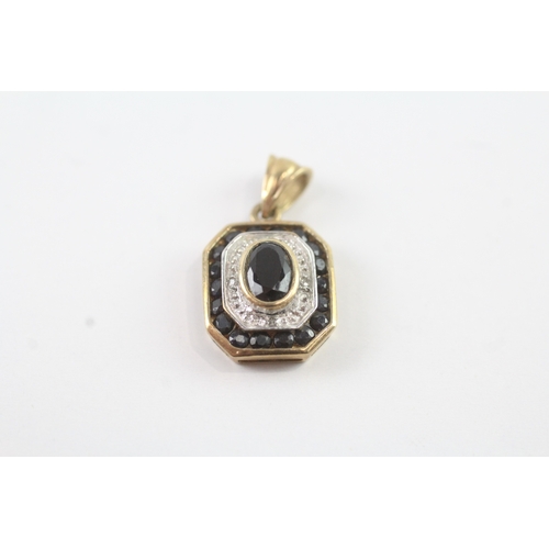 9 - 9ct gold diamond and sapphire set pendant (2g)