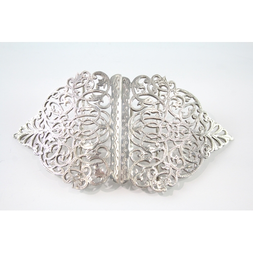 301 - Antique Late Victorian 1901 Birmingham Sterling Silver Ladies Belt Buckle (41g)