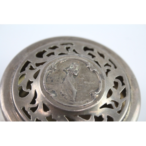 303 - Antique Victorian 1898 London Sterling Silver Figural Detail Trinket Box (70g)