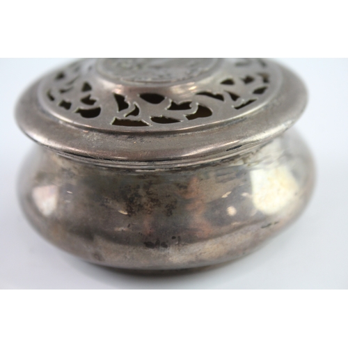 303 - Antique Victorian 1898 London Sterling Silver Figural Detail Trinket Box (70g)