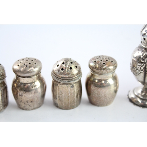 304 - 8 x Antique / Vintage .925 Sterling Silver Small Salt / Pepper Shakers (85g)