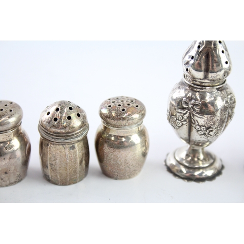 304 - 8 x Antique / Vintage .925 Sterling Silver Small Salt / Pepper Shakers (85g)