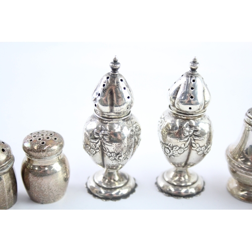 304 - 8 x Antique / Vintage .925 Sterling Silver Small Salt / Pepper Shakers (85g)