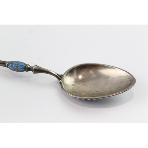 320 - Antique / Vintage Stamped .830 Silver Marius Hammer Enamel Teaspoon (10g)