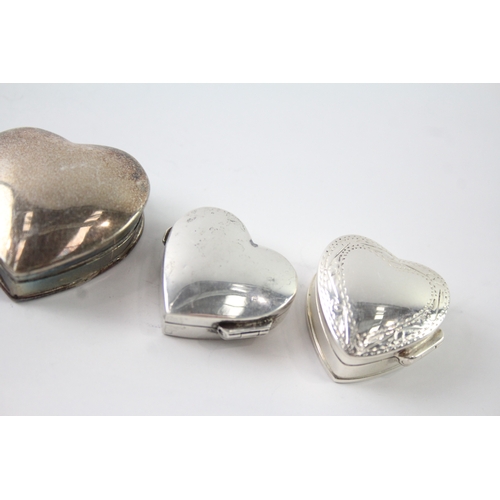 323 - 5 x Antique / Vintage .925 Sterling Silver Pill / Trinket Boxes Inc Hearts (36g)