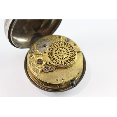 411 - Antique .925 Silver Verge Fusee Open Face Pocket Watch Key Wind SPARES/REPAIRS