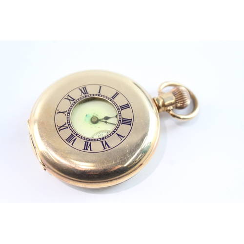 423 - Vintage Waltham Rolled Gold Half Hunter Pocket Watch Hand Wind WATCH RUNS