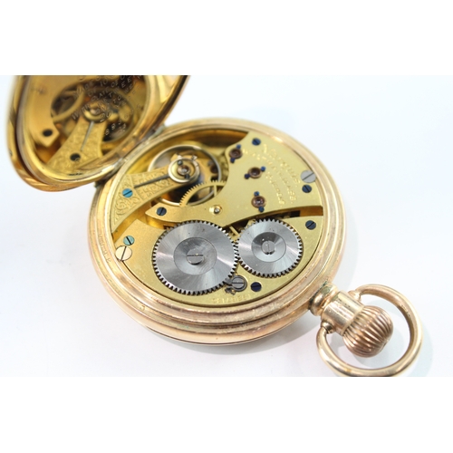 423 - Vintage Waltham Rolled Gold Half Hunter Pocket Watch Hand Wind WATCH RUNS