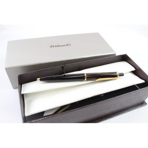 426 - Pelikan Black & Brown Ballpoint Pen / Biro WRITING Boxed w/ Gold Plate Banding