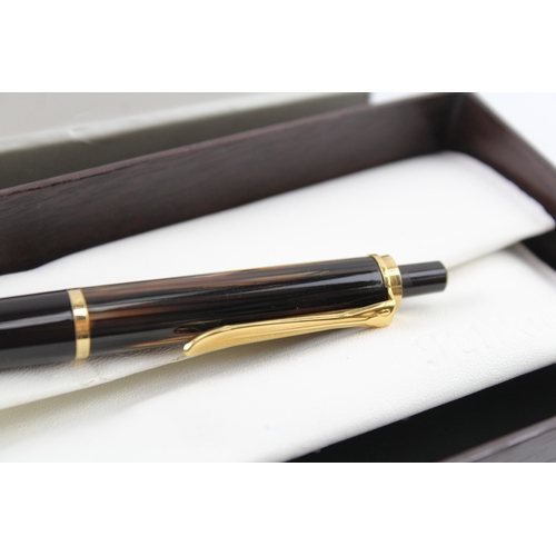 426 - Pelikan Black & Brown Ballpoint Pen / Biro WRITING Boxed w/ Gold Plate Banding