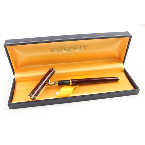 427 - Vintage Waterman Exclusive Brown Lacquer Fountain Pen w/ 18ct Gold Nib WRITING