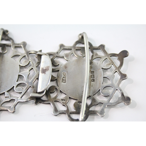 292 - Antique Edwardian 1907 Birmingham Sterling Silver Ladies Vanity Belt Buckle 23g