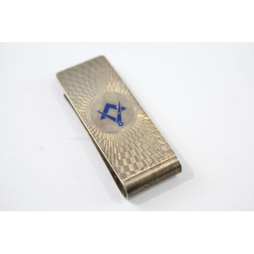 293 - Vintage Hallmarked 1995 Birmingham Sterling Silver Gents Masonic Money Clip 14g