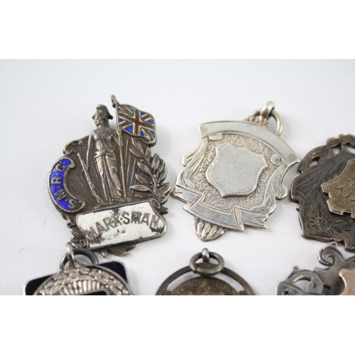 294 - 8 x Antique / Vintage Hallmarked .925 Sterling Silver Fobs / Medallions (66g)