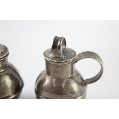 301 - 2 x Vintage .925 Sterling Silver Novelty Cream Jugs Inc Pepperette (51g)