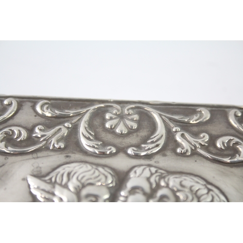 305 - Vintage 1992 Sheffield Sterling Silver Topped Cherub Jewellery Box 328g