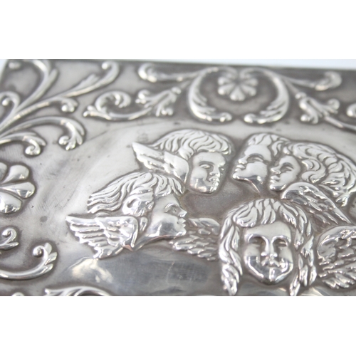 305 - Vintage 1992 Sheffield Sterling Silver Topped Cherub Jewellery Box 328g