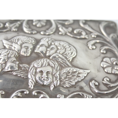 305 - Vintage 1992 Sheffield Sterling Silver Topped Cherub Jewellery Box 328g