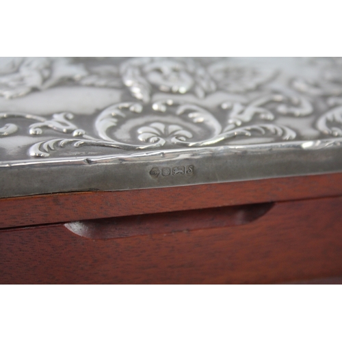 305 - Vintage 1992 Sheffield Sterling Silver Topped Cherub Jewellery Box 328g