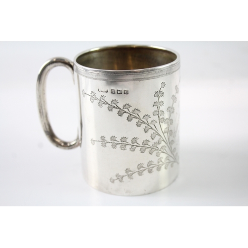 310 - Antique Hallmarked 1919 Birmingham Sterling Silver Floral Christening Cup 100g