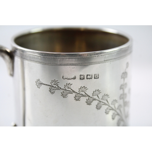 310 - Antique Hallmarked 1919 Birmingham Sterling Silver Floral Christening Cup 100g