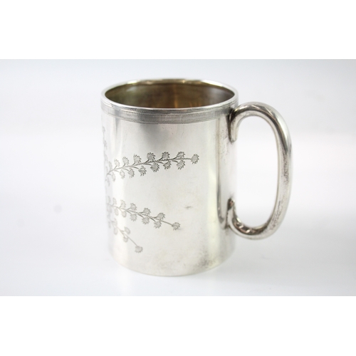 310 - Antique Hallmarked 1919 Birmingham Sterling Silver Floral Christening Cup 100g