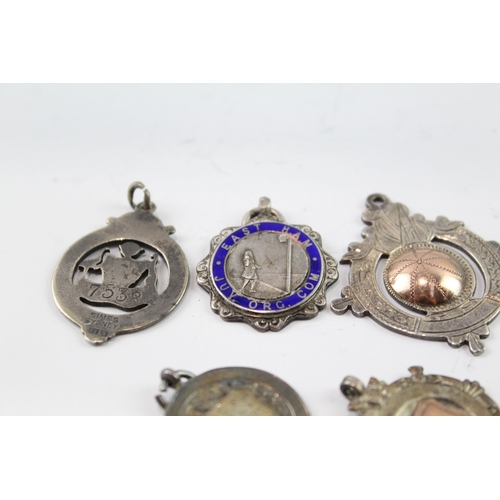 317 - 8 x Antique / Vintage Hallmarked .925 Sterling Silver Fobs / Medallions (66g)