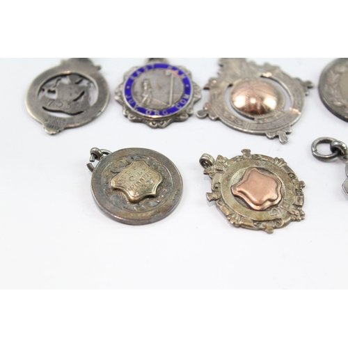 317 - 8 x Antique / Vintage Hallmarked .925 Sterling Silver Fobs / Medallions (66g)