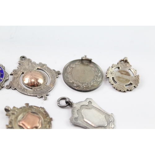 317 - 8 x Antique / Vintage Hallmarked .925 Sterling Silver Fobs / Medallions (66g)