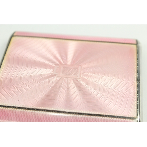 325 - ART DECO 1937 Birmingham Sterling Silver Guilloche Enamel Cigarette Case (100g)