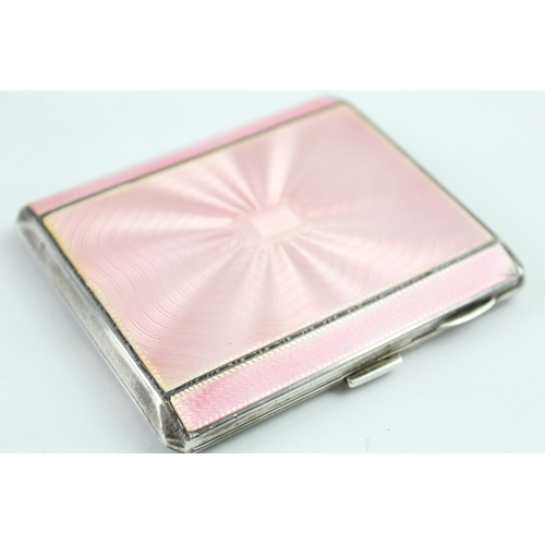 325 - ART DECO 1937 Birmingham Sterling Silver Guilloche Enamel Cigarette Case (100g)