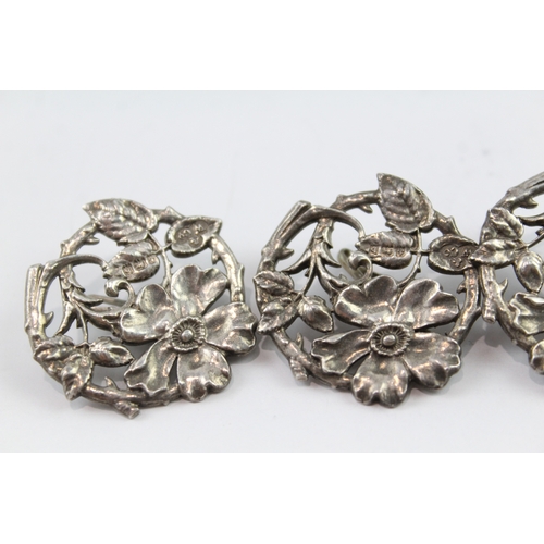 328 - Late Victorian 1901 Birmingham Sterling Silver Floral Haberdashery Buttons 34g