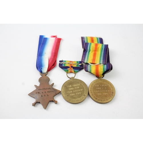 336 - WW1 Medals 1914-15 Star Pte Horn ASC Victory Pte Miller ASC & Pte Hare Sussex R