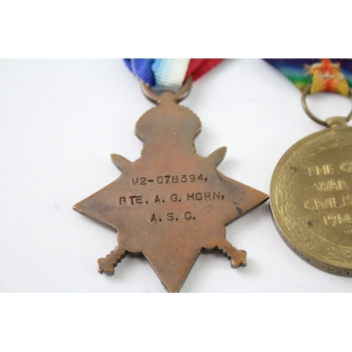 336 - WW1 Medals 1914-15 Star Pte Horn ASC Victory Pte Miller ASC & Pte Hare Sussex R