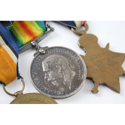 339 - Mounted WW1 1914-15 Star Trio S-4967 Pte T Willing's Gordons