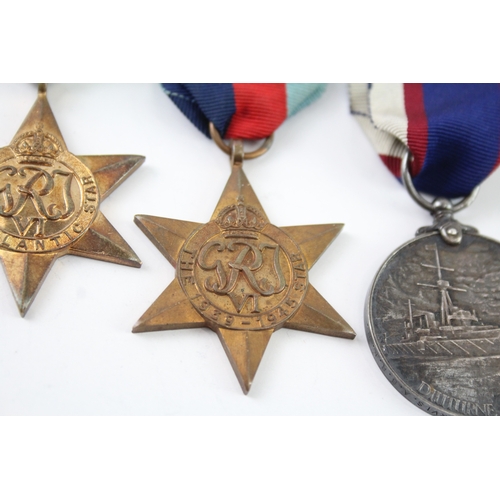 354 - WW2 Atlantic Star Navy Long Service Medal Group, LS J98530 H. Jarvis ABRFR