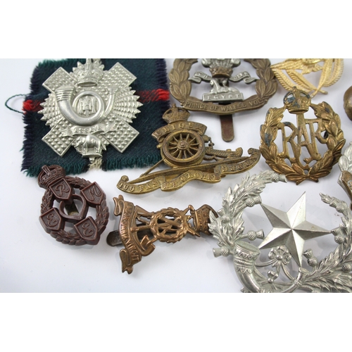 355 - Military Cap Badges Inc HLI, Plastic REME, South Lancs, Etc x 12