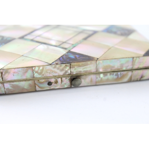 368 - Antique Calling Card Case Mother of Pearl w/ Original Calling Cards