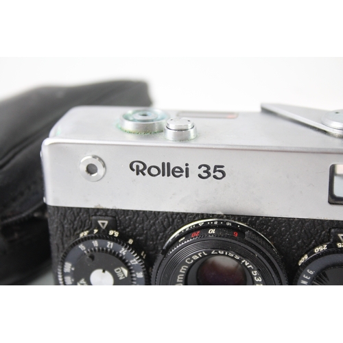 407 - Rollei 35 Compact Film Camera Working w/ Tessar 40mm F/3.5 Lens & Original Case