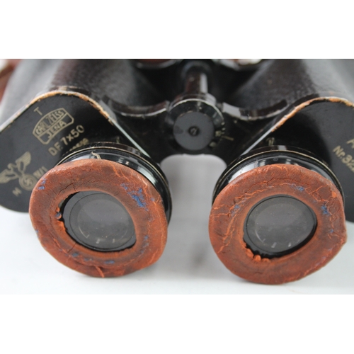 435 - Carl Zeiss Jena D.F. 7x50 WW2 Binoculars Mechanically Working w/ Swastika