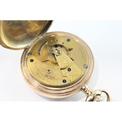 439 - Vintage Waltham Rolled Gold Full Hunter Pocket Watch Hand Wind WATCH RUNS