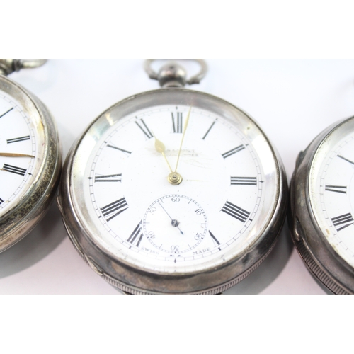 446 - Assorted Vintage Mixed Grade Silver Pocket Watches Key Wind UNTESTED x 3