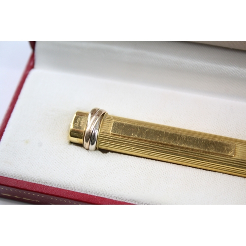 457 - Vintage Must De Cartier Gold Plated Rollerball / Ballpoint Pen In Original Box