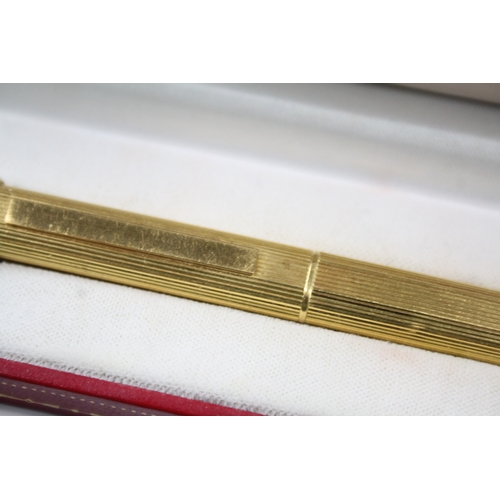 457 - Vintage Must De Cartier Gold Plated Rollerball / Ballpoint Pen In Original Box