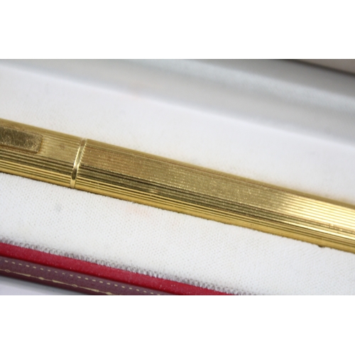 457 - Vintage Must De Cartier Gold Plated Rollerball / Ballpoint Pen In Original Box