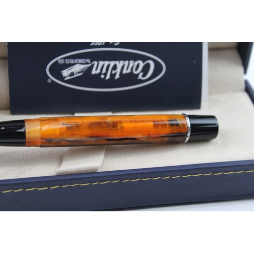 462 - Conklin Duragraph Orange Fountain Pen w/ M Steel Nib WRITING Original Box