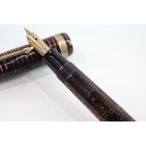 467 - Vintage Parker Vaccumatic Burgundy Fountain Pen w/ 14ct Gold Nib WRITING